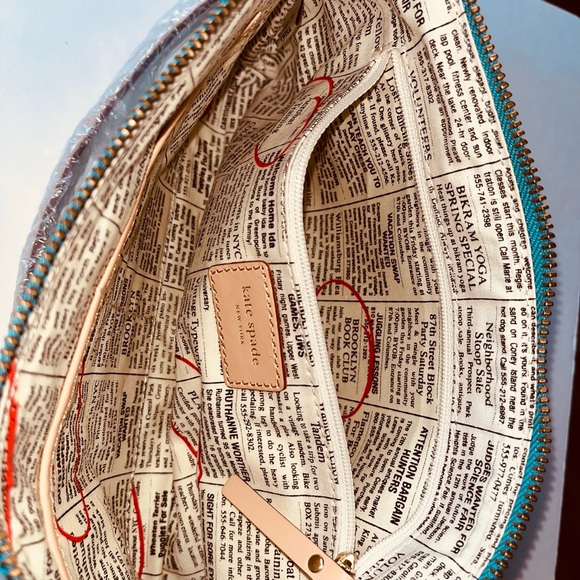 Kate Spade teal and ash purse. Stunning. EUC. Approx 11”x5.75” body. Strap 24.5” - Picture 9 of 16